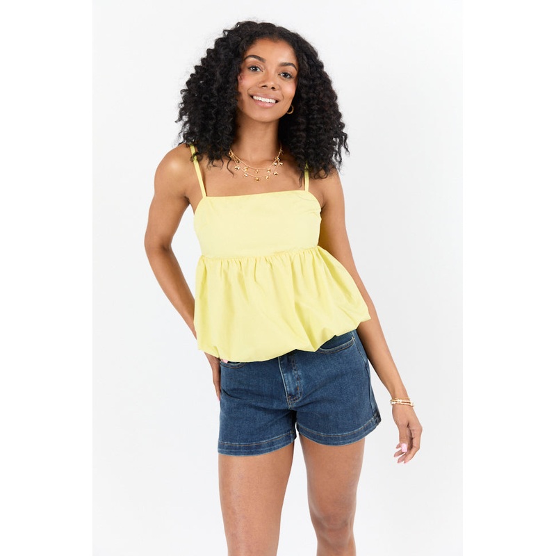 Pinky Promise Yellow Bubble Hem Tank