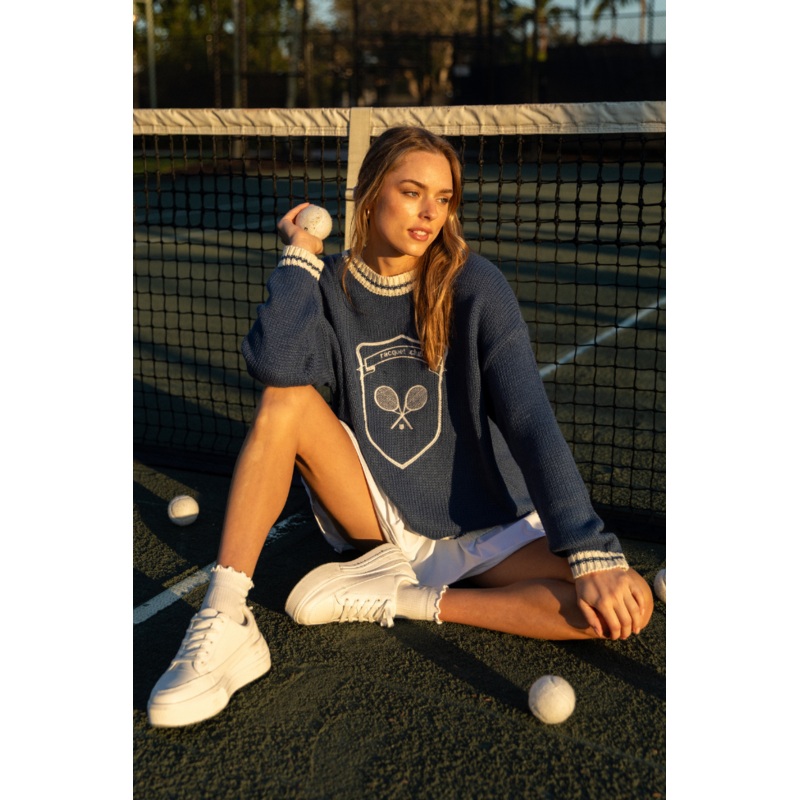 Racquet Club Navy Crew Neck Sweater