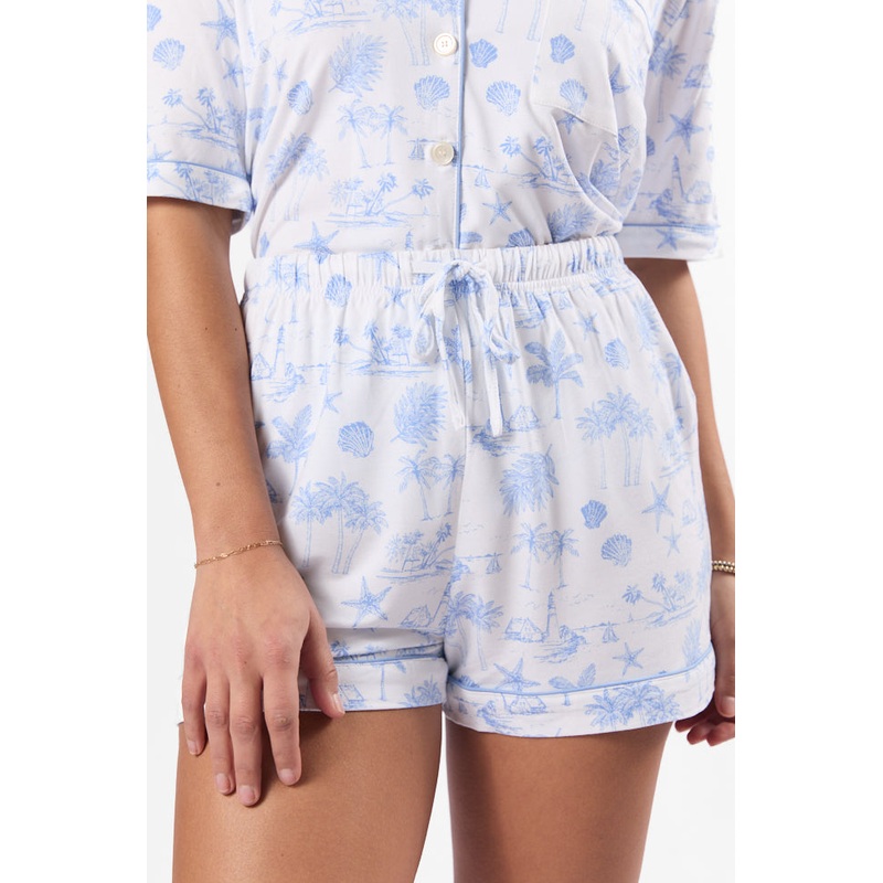 Under the Stars Blue Coastal Toile Pajama Shorts