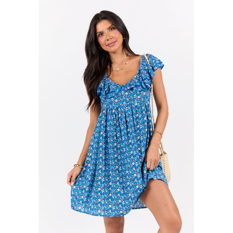 Blooming Blues Floral Mini Dress