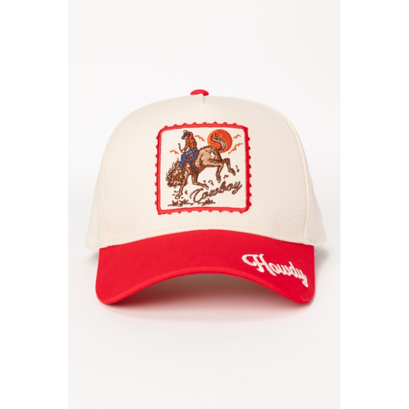 Howdy Cowboy Red Baseball Hat