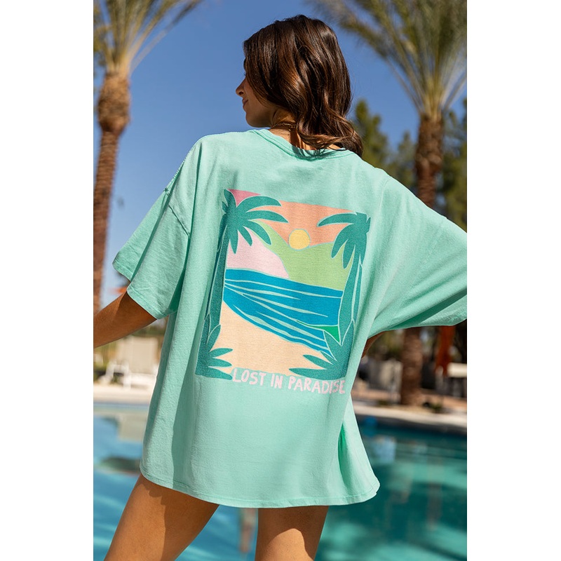 Lost In Paradise Mint Graphic Tee