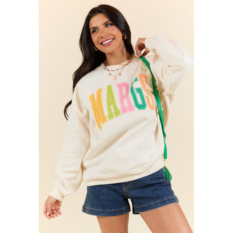 Margs Multi Block Cream Graphic Sweatshirt