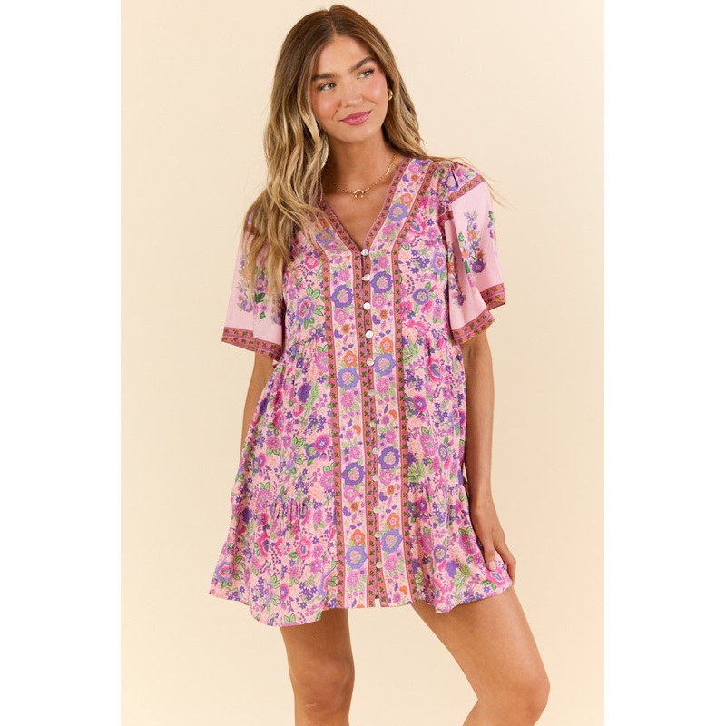 Never Told You Multi Floral Button Up Dress