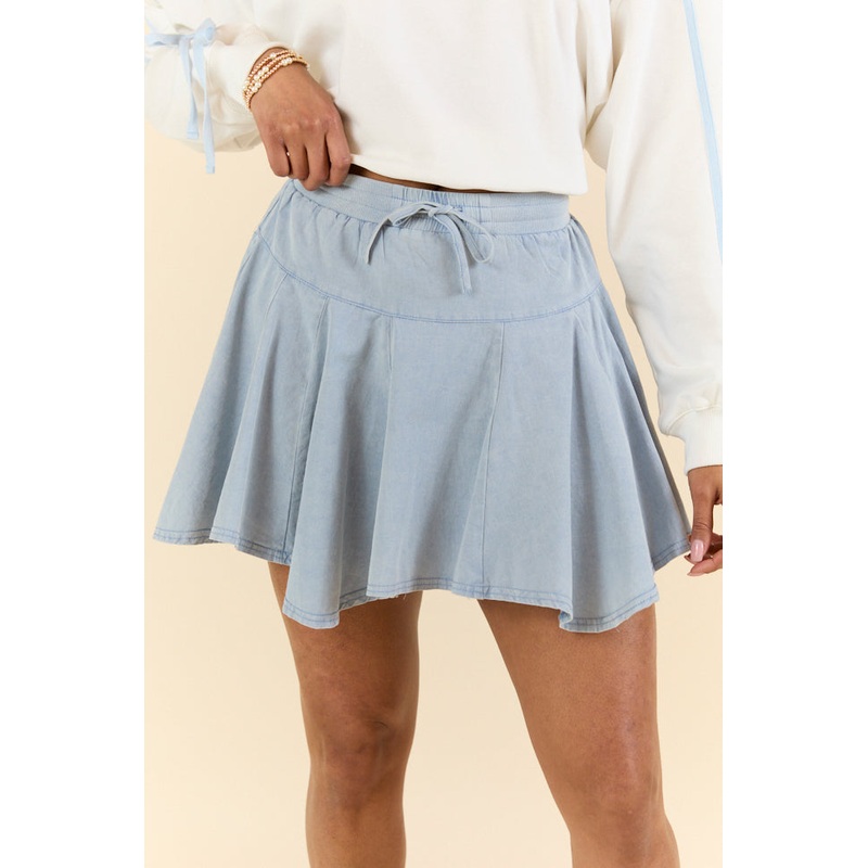 Record Setter Washed Blue Skort