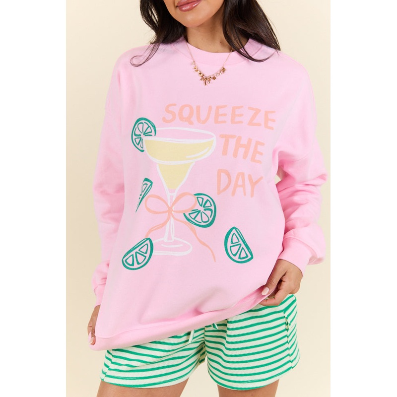 Squeeze The Day Light Pink Graphic Sweatshirt
