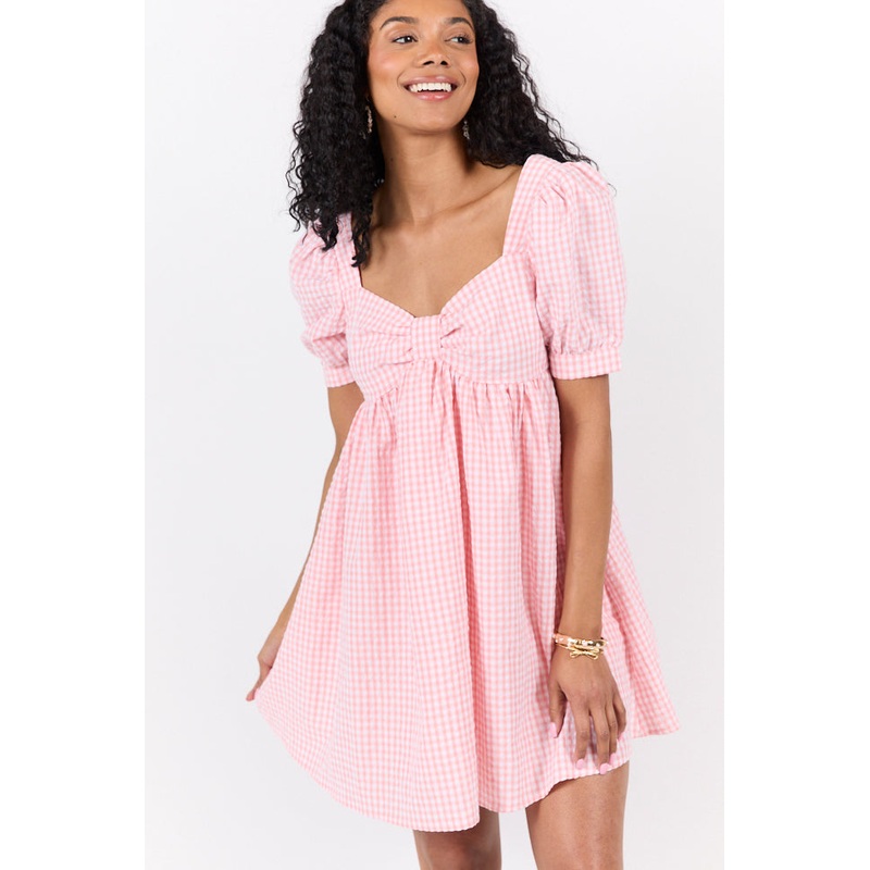 Strawberry Fields Pink Gingham Mini Dress