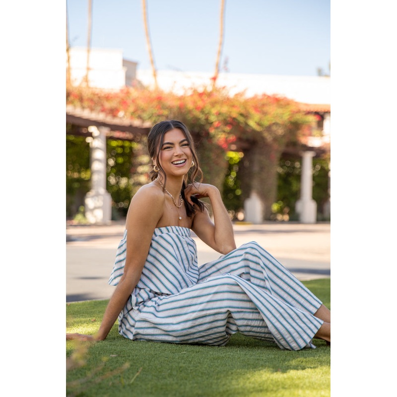 Summer Stripes Strapless Top and Pants Set