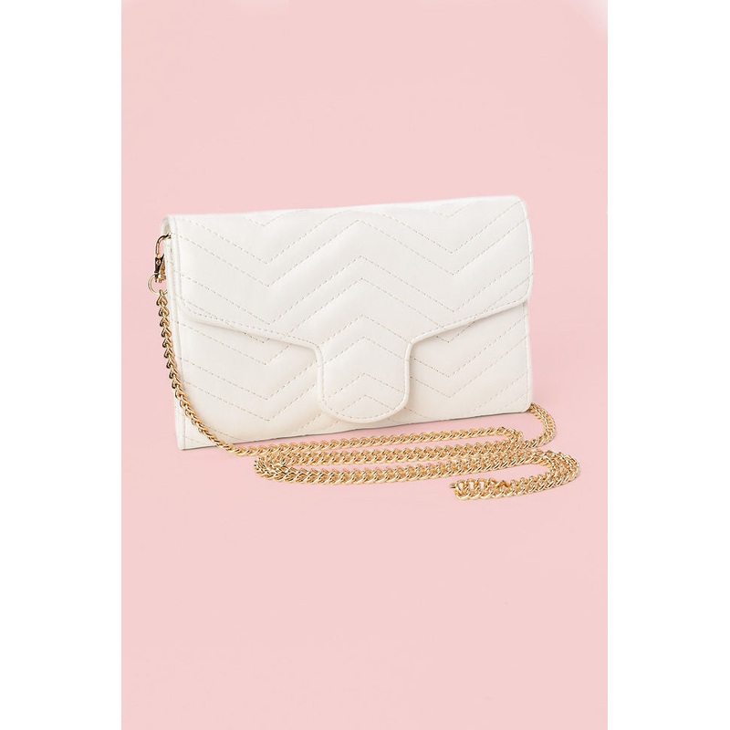 White Chevron Crossbody Purse