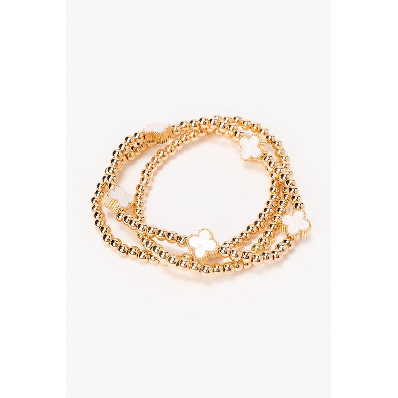 White Clover Stretch Bracelet Set
