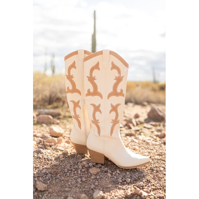 Adriana Beige Cowboy Boots