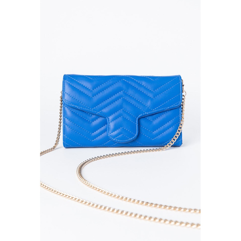 Blue Chevron Crossbody Purse