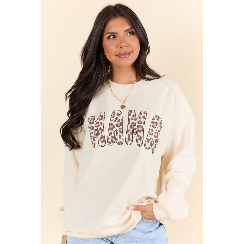Mama Leopard Cream Graphic Sweatshirt
