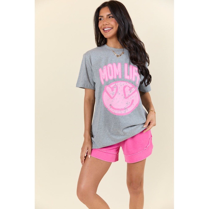 Mom Life Light Grey Graphic Tee