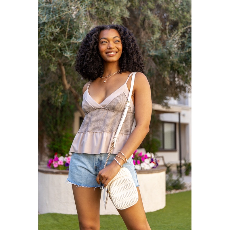 Plain and Simple Tan Knit Tank