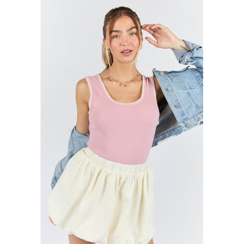 Pretty Please Pink Whipstitch Knit Bodysuit