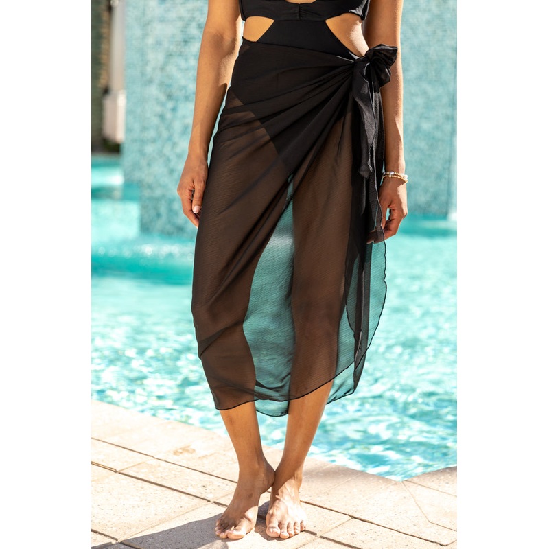 Shoreline Luxuries Black Long Pareo Coverup FINAL SALE