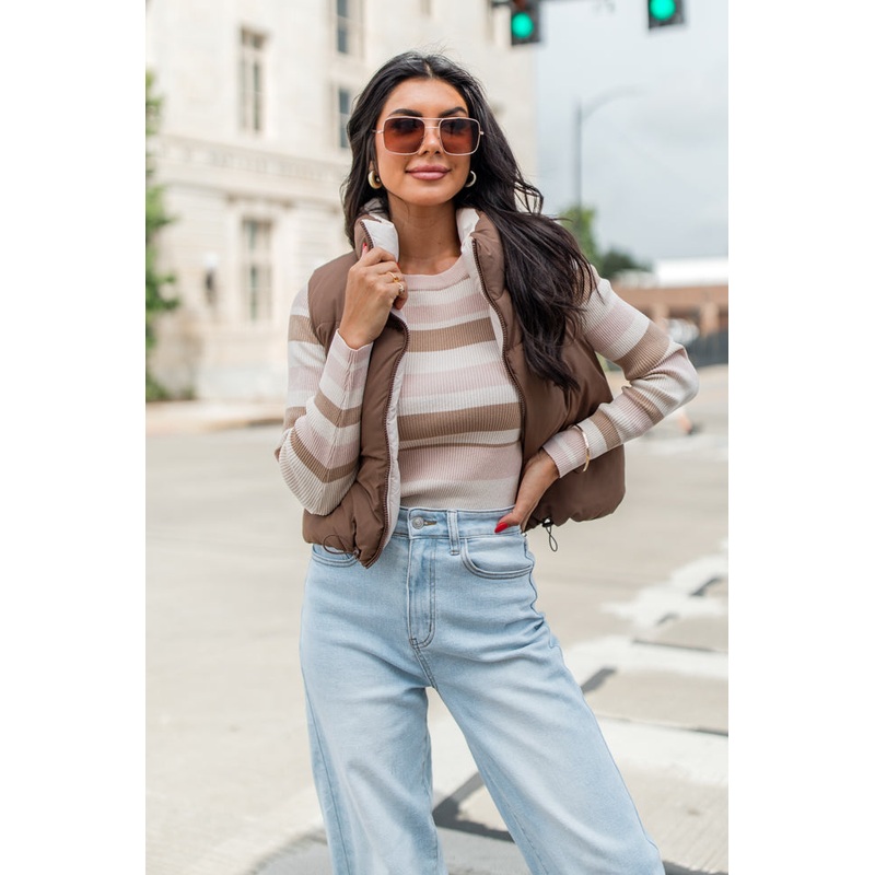Where You See Fit Cocoa and Khaki Reversible Vest FINAL SALE