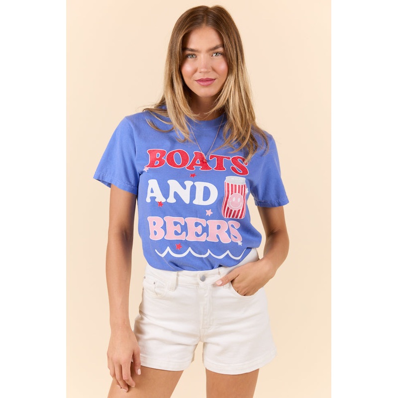 Boats And Beers Blue Graphic Tee