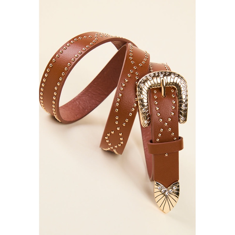 Brown Studded Western Belt