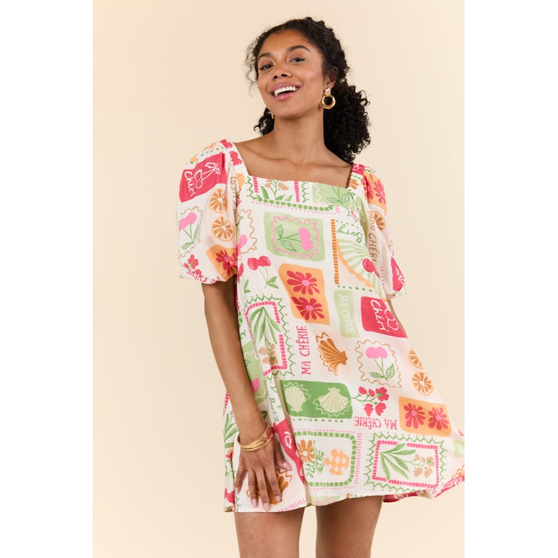 Cherryfic Day Flower Print Mini Dress