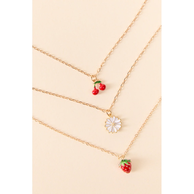 Fruit Trio Red Charm Necklace