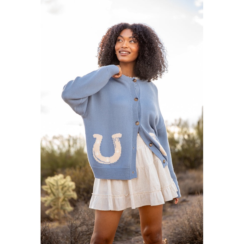 Golden Stirrups Horseshoe Cardigan