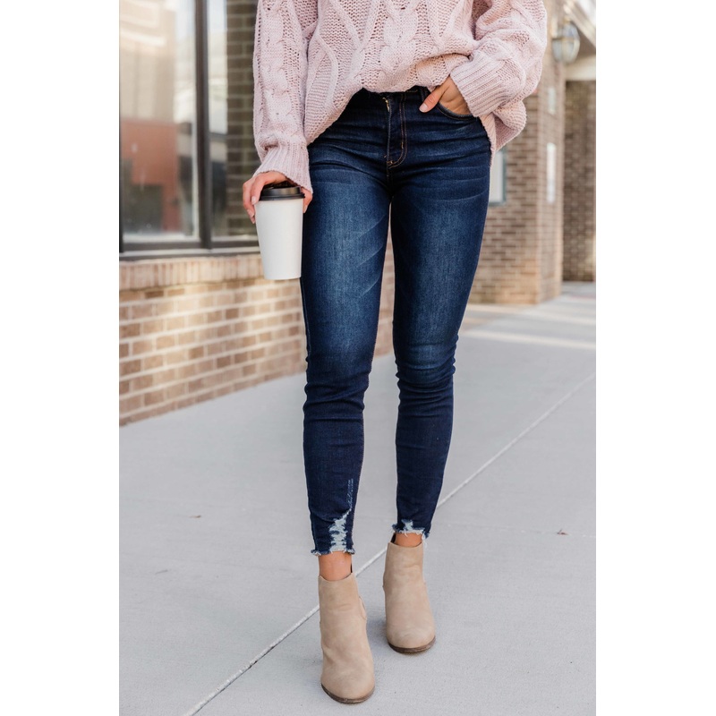 Kristy Dark Wash Distressed Skinny Jeans FINAL SALE