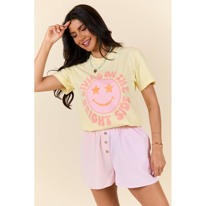 Living On The Bright Side Yellow Graphic Tee