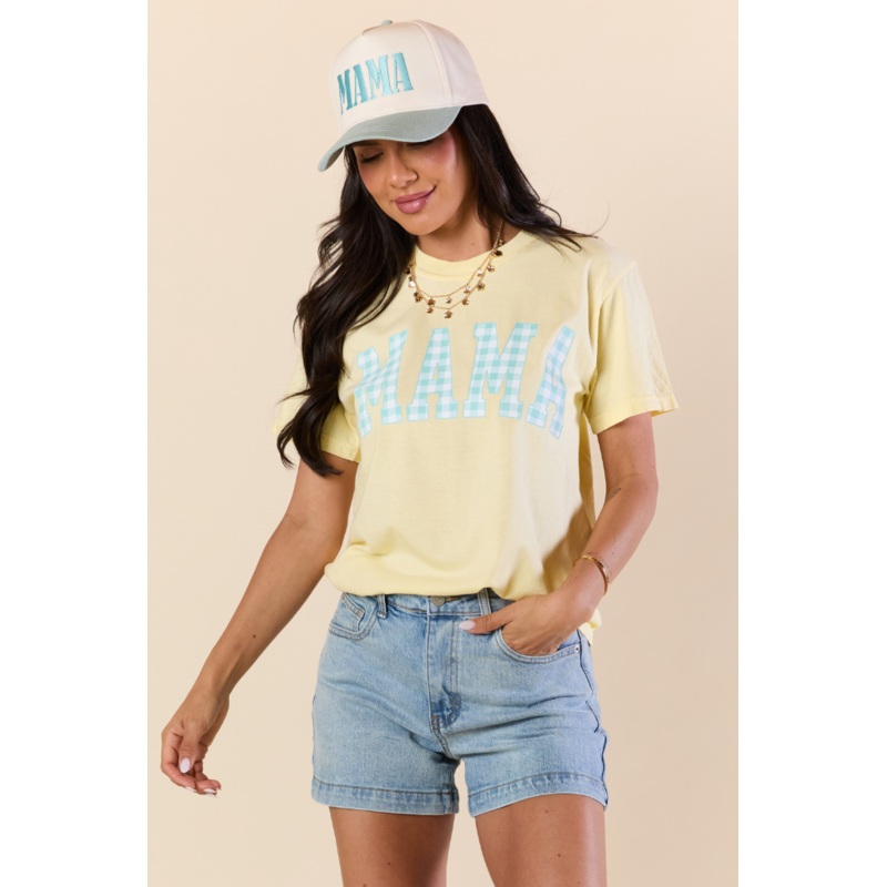 Mama Gingham Yellow Graphic Tee