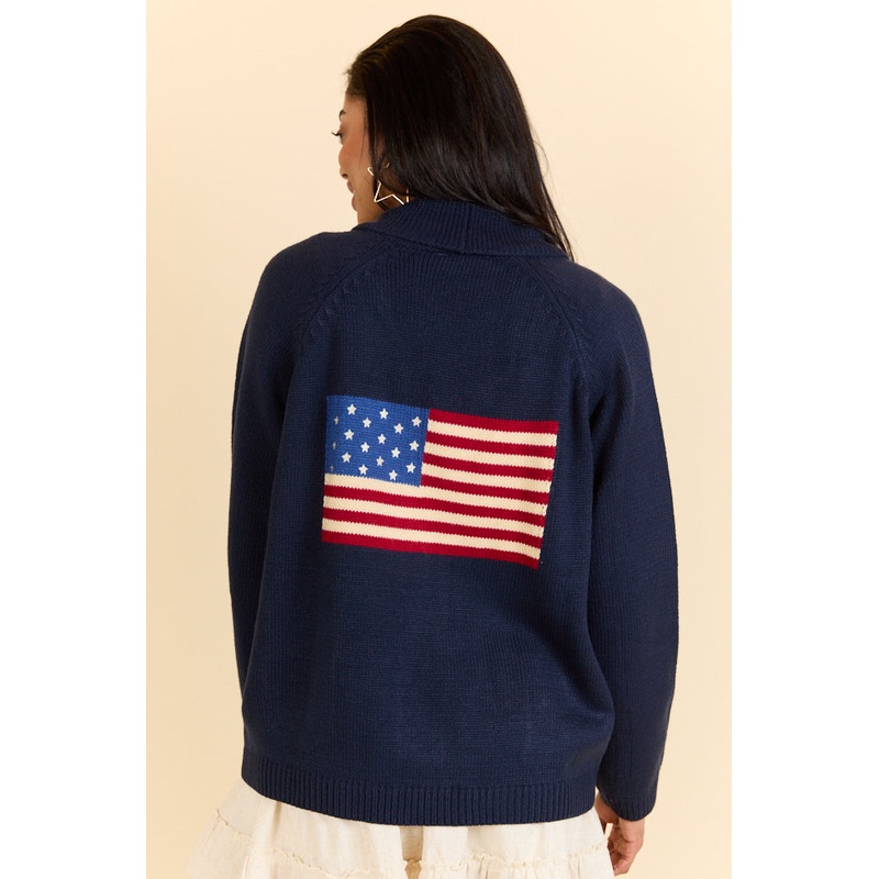 Patriot’s Pride Navy Flag Embroidered Cardigan