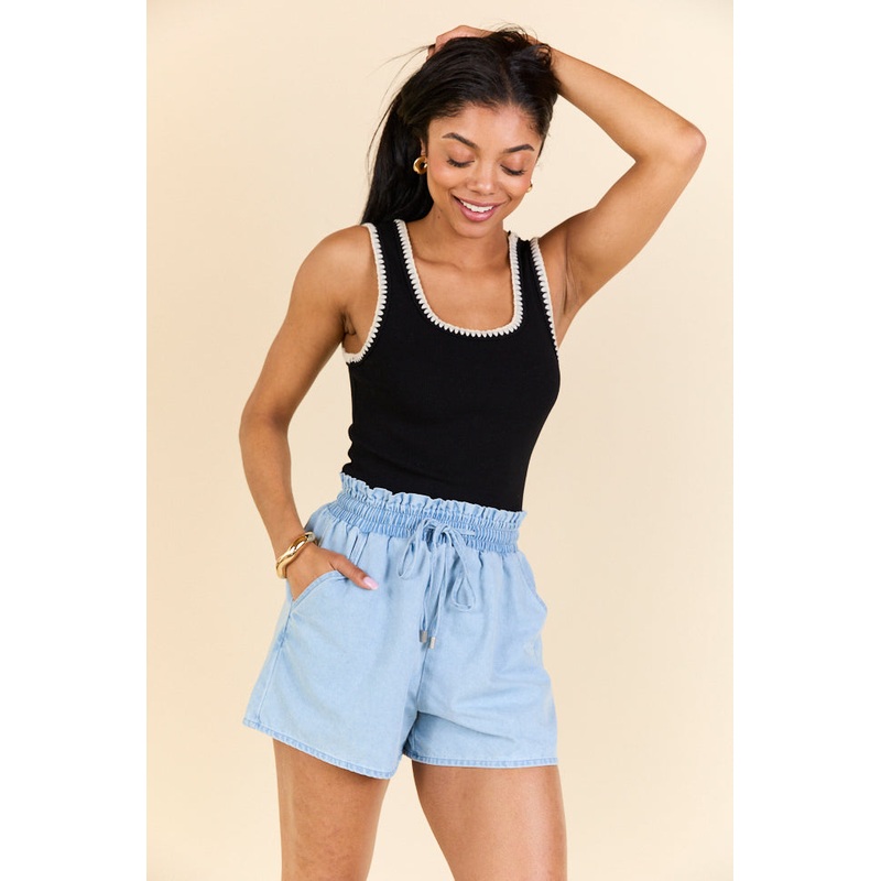 Pretty Please Black Whipstitch Knit Bodysuit