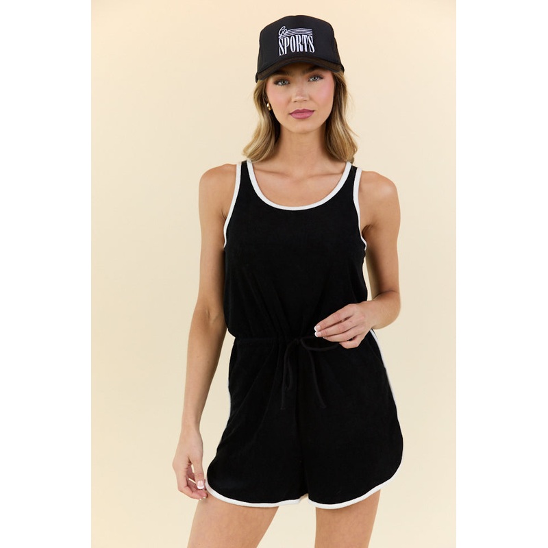 Rylee Black Terry Cloth Romper