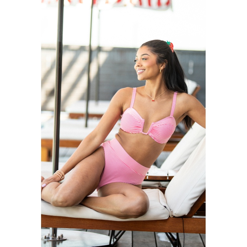 Tide and True Red Stripe Split-U Bikini Top FINAL SALE