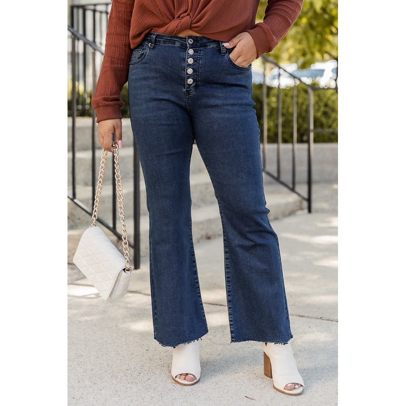 Adeline Dark Wash Button Fly Straight Leg Jeans FINAL SALE
