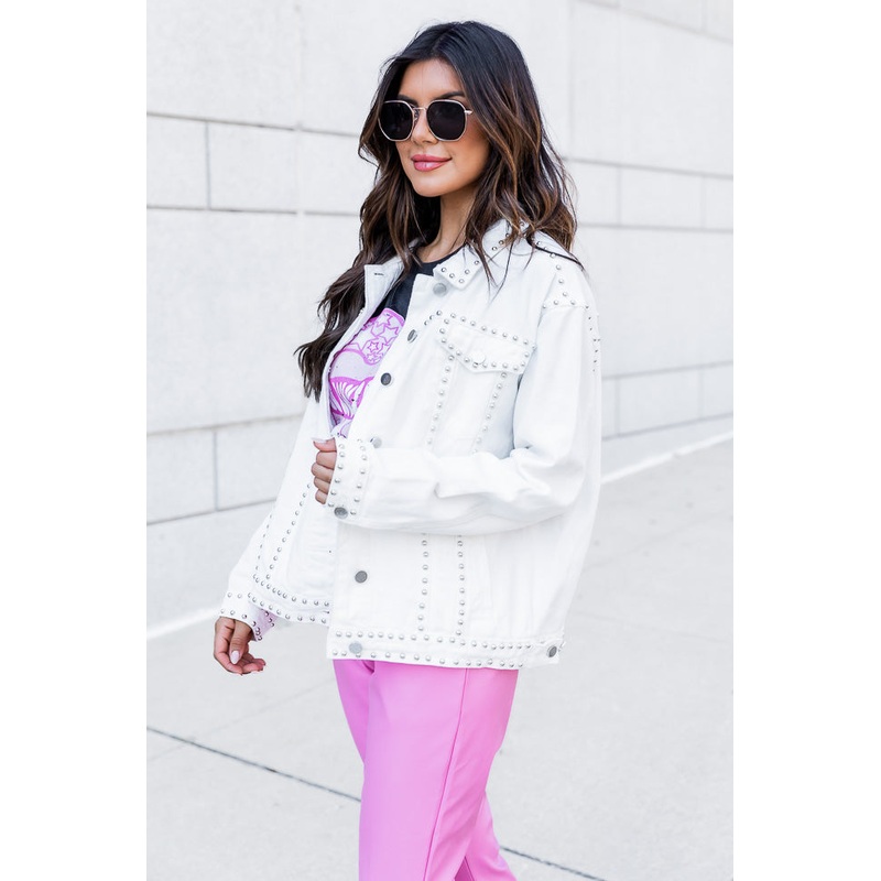 All I Think About White Studded Jacket FINAL SALE