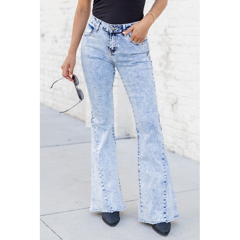Caroline Acid Wash High Waisted Flare Jeans FINAL SALE
