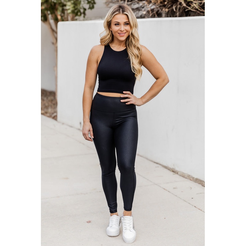 Just The Beginning Black Faux Leather Leggings FINAL SALE