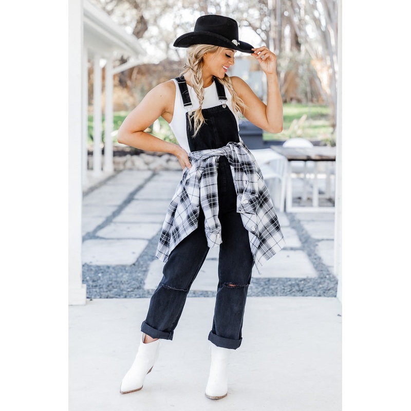 Keep Looking Up Black Overalls FINAL SALE