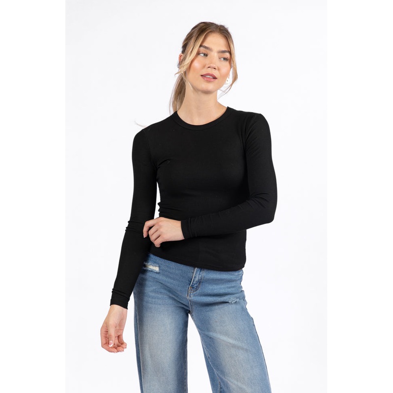 Make Your Choice Black Ribbed Long Sleeve Tee FINAL SALE