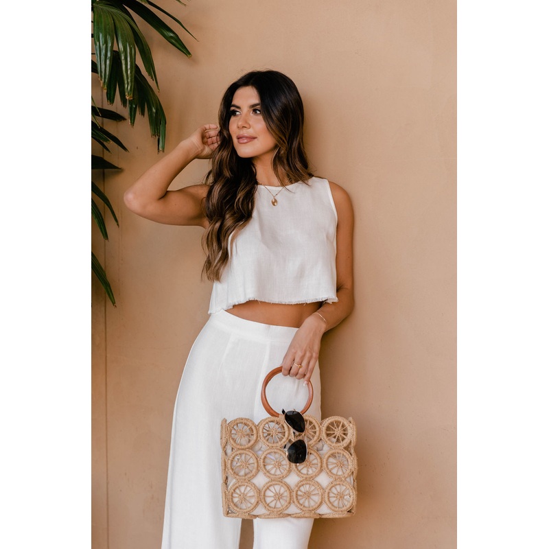 My Exciting News White Fringe Cropped Top FINAL SALE