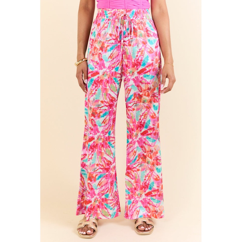 Paddle Out Pink Floral Printed Pull On Pants