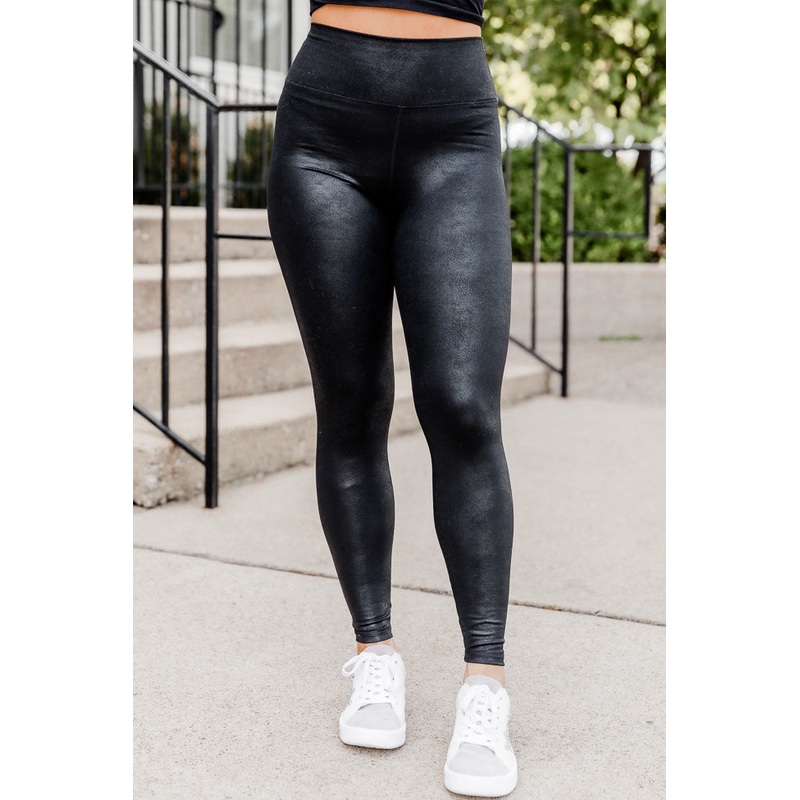 Passing Time Black Faux Leather Leggings FINAL SALE