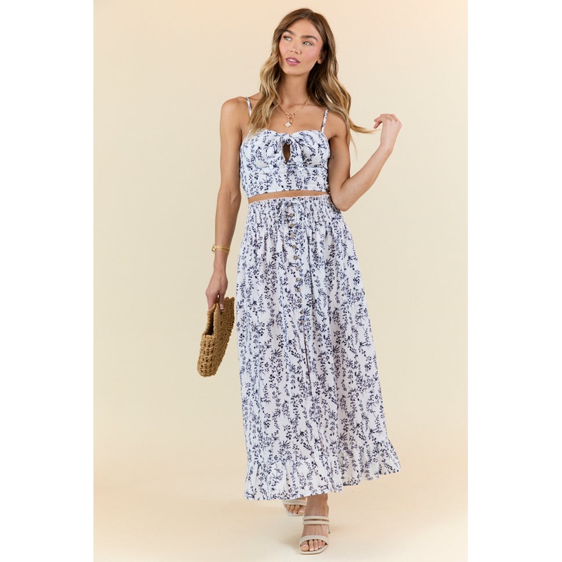 Always Been You Navy Floral Tie Tank Top