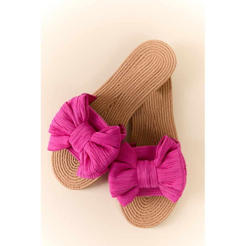 Athena Hot Pink Bow Slides