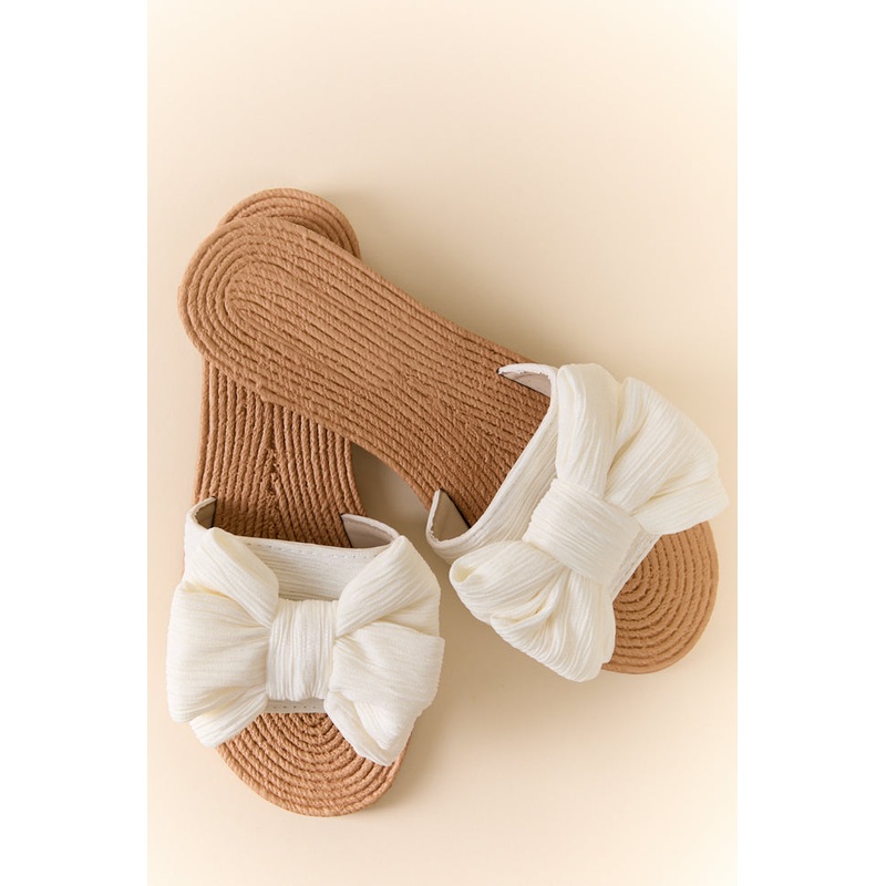 Athena Ivory Bow Slides