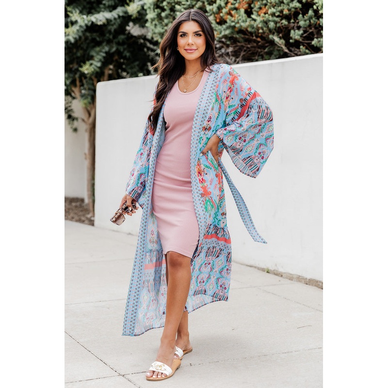 Daydream Look Blue Multi Printed Kimono FINAL SALE