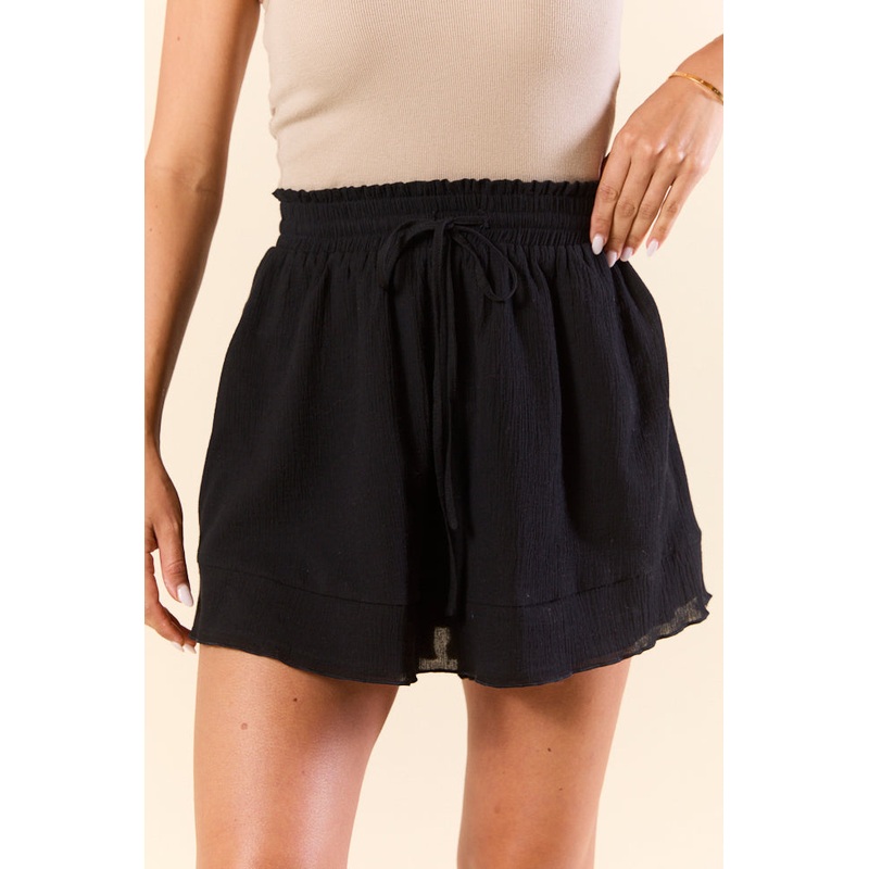 Late Night Reflections Black High Waisted Woven Skort
