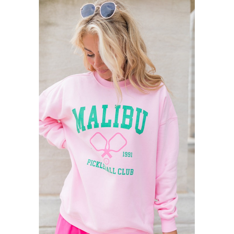 Malibu Pickleball Light Pink Graphic Sweatshirt