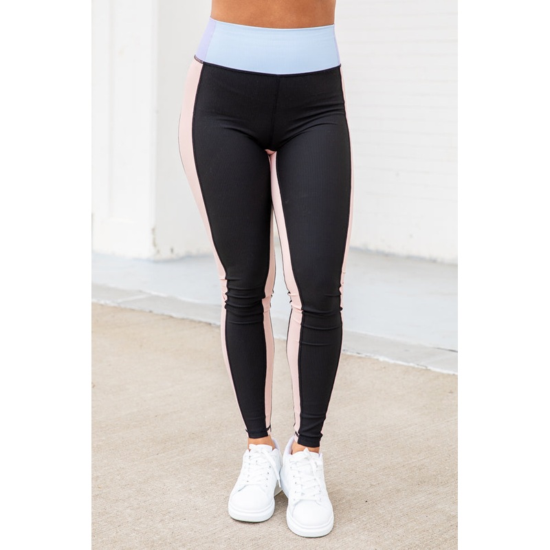 One Of A Kind Black Colorblock Leggings FINAL SALE